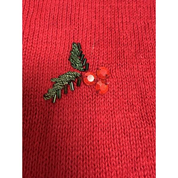 Vintage Tiara International Christmas Sweater Pointseta Cardigan XL Granny Glam - Picture 5 of 12